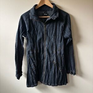 Flair Dark Wash Denim Zip Up Jacket